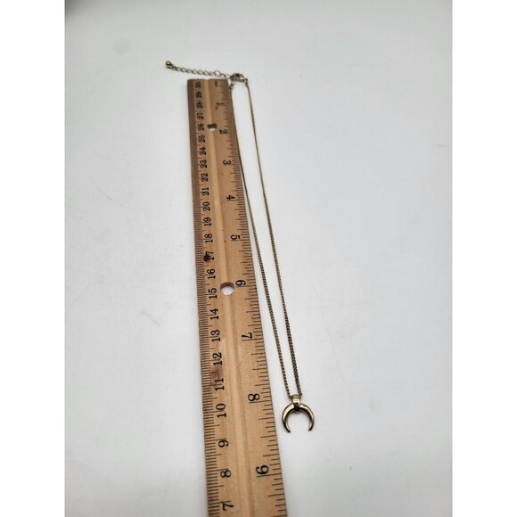 Mini Crescent Moon Horn Pendant Necklace Gold Tone - Picture 4 of 6